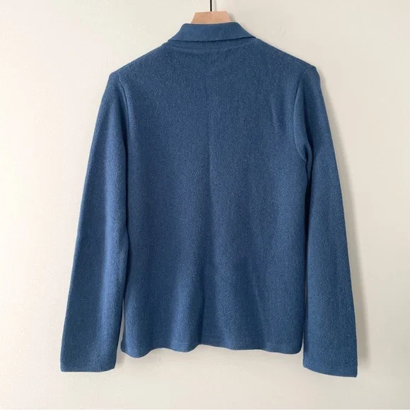 Peruvian Connection Alpaca Polo Collar Cardigan Sweater Blue Medium - Picture 2 of 7